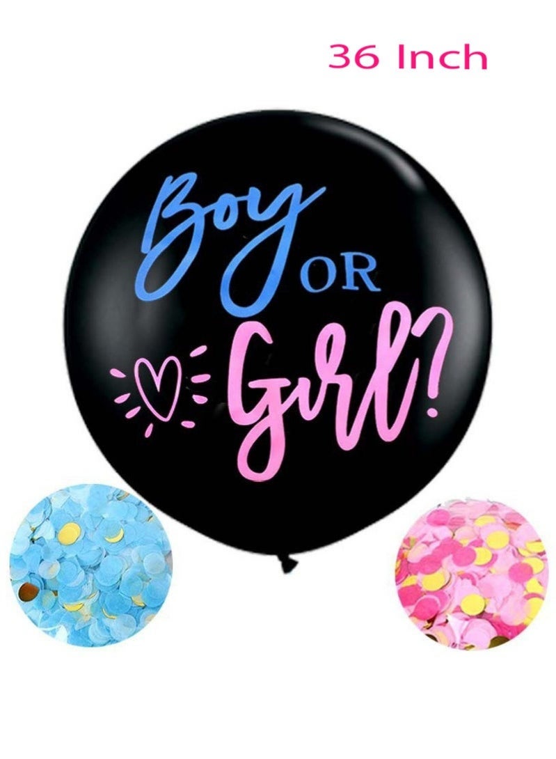 Thickened Gender Revealing Balloon, Pink and Blue Gender Revealing Confetti, 36 Inch Black Gender Revealing Balloon, Gender Revealing Party, Suitable for Photography and Video Recording - Image 1